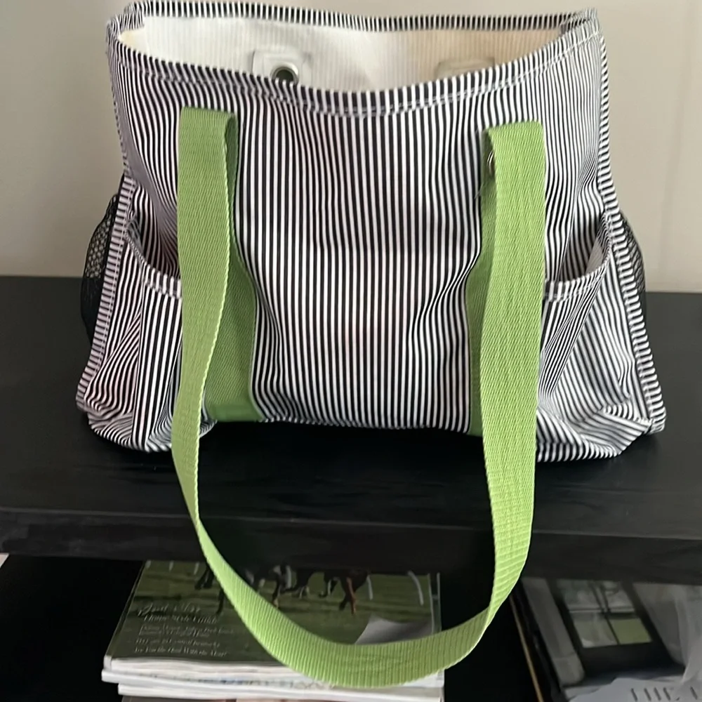 Travel/Toiletries/Diaper Striped Canvas Bag Multi Pockets Strong Carry Straps